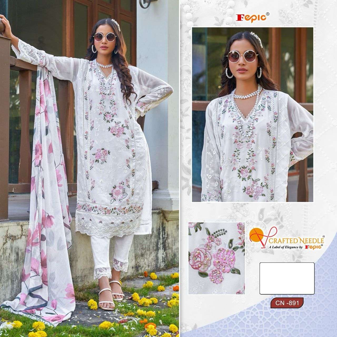 ROSEMEEN CN-891 COLOURS BY FEPIC DESIGNER GEORGETTE EMBROIDERY DRESSES