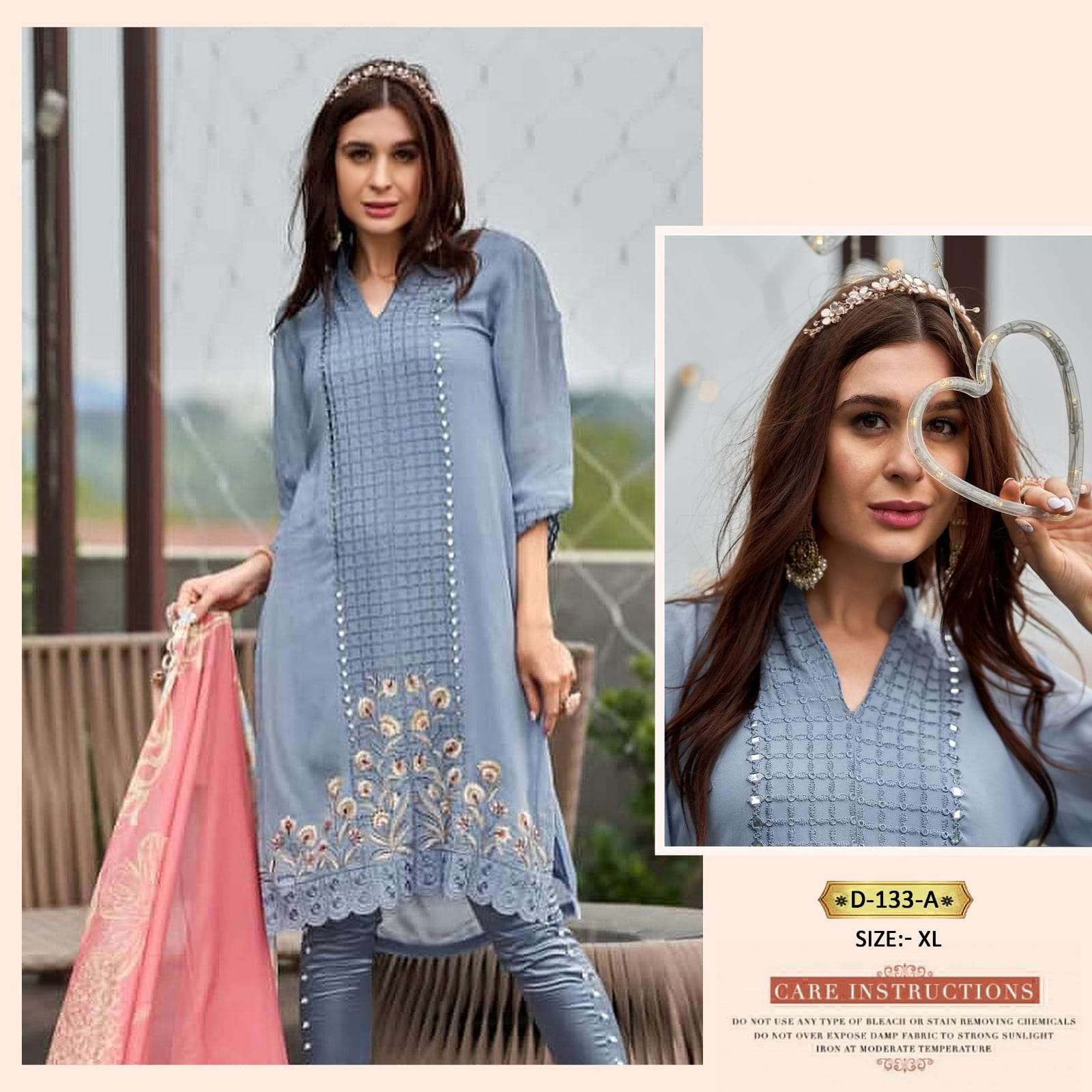 RT 133 NX BY ROSE TEX DESIGNER FAUX GEORGETTE EMBROIDERY PAKISTANI DRESSES