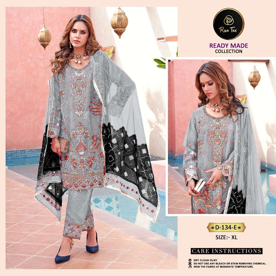RT 134 NX BY ROSE TEX DESIGNER HEAVY ORGANZA EMBROIDERY PAKISTANI DRESSES