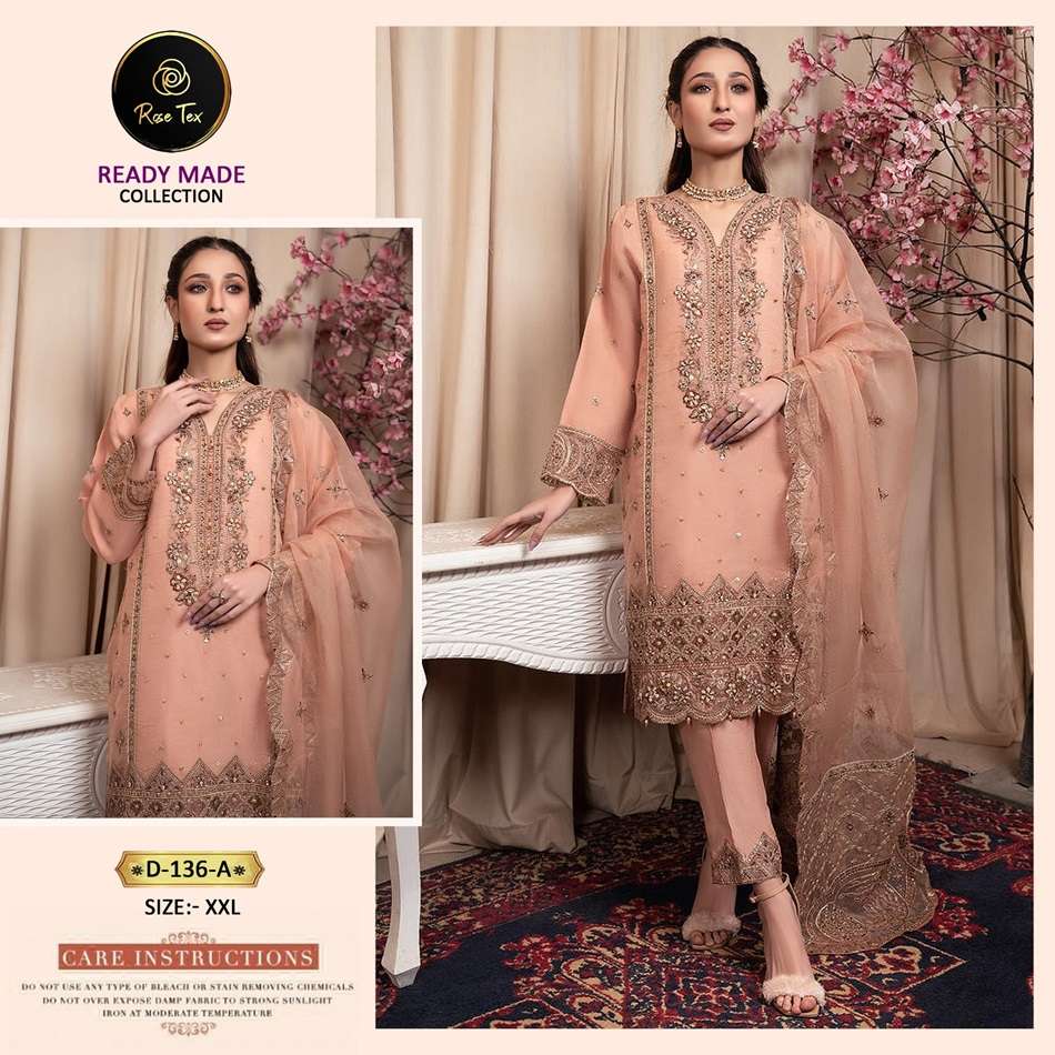 RT 136 NX BY ROSE TEX DESIGNER HEAVY ORGANZA EMBROIDERY PAKISTANI DRESSES