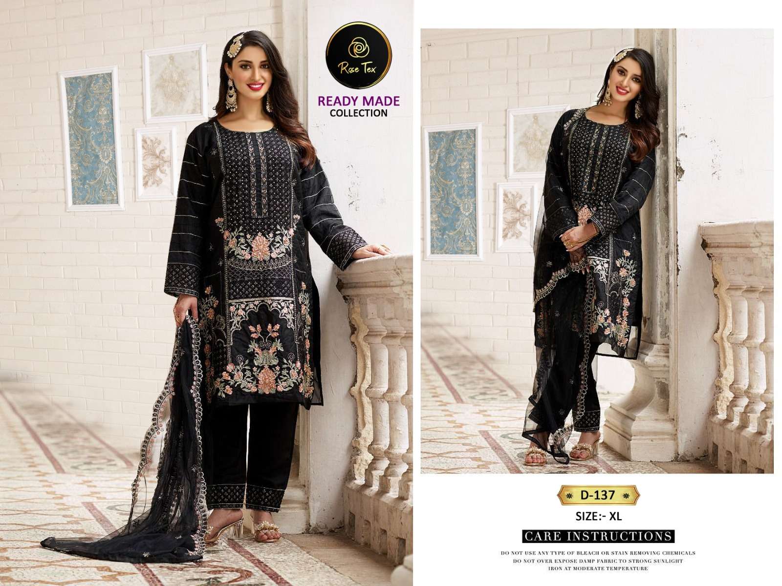 RT 137 BY ROSE TEX DESIGNER HEAVY ORGANZA EMBROIDERY PAKISTANI DRESSES