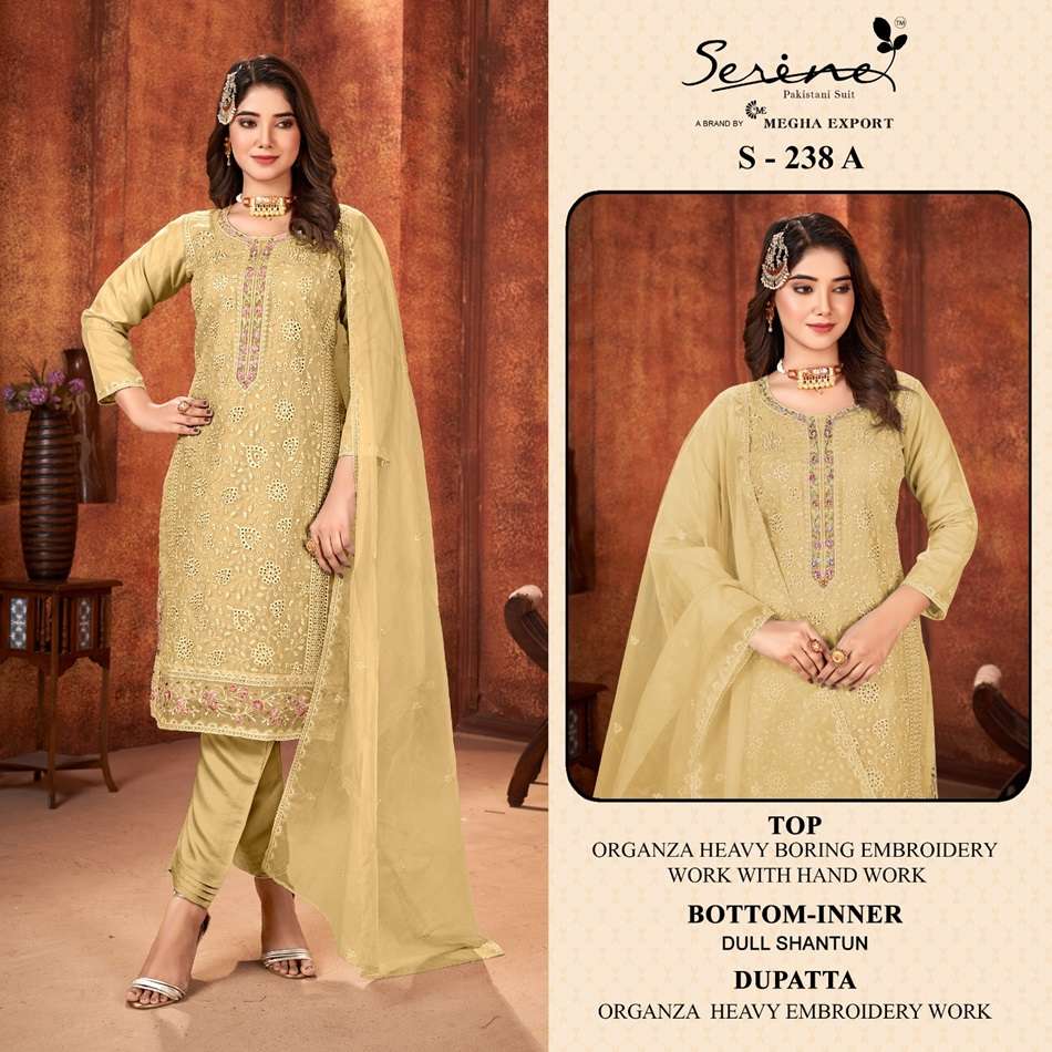 S-238 COLOURS BY SERENE DESIGNER ORGANZA EMBROIDERY PAKISTANI DRESSES