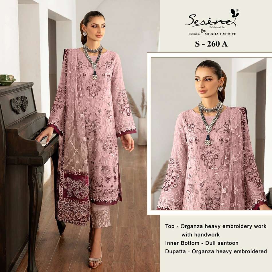 S-260 COLOURS BY SERENE DESIGNER ORGANZA EMBROIDERY PAKISTANI DRESSES