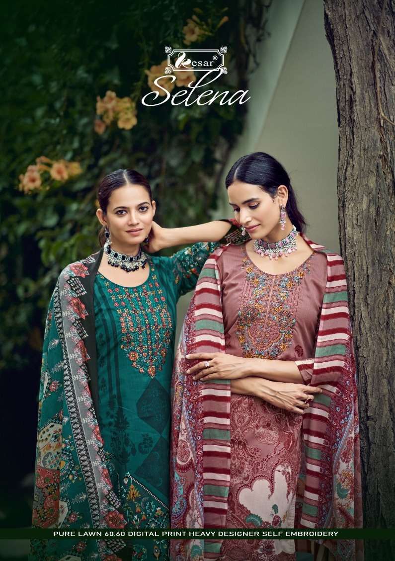 SELENA BY KESAR 18001 TO 18006 SERIES PURE LAWN COTTON PRINTED DRESSES