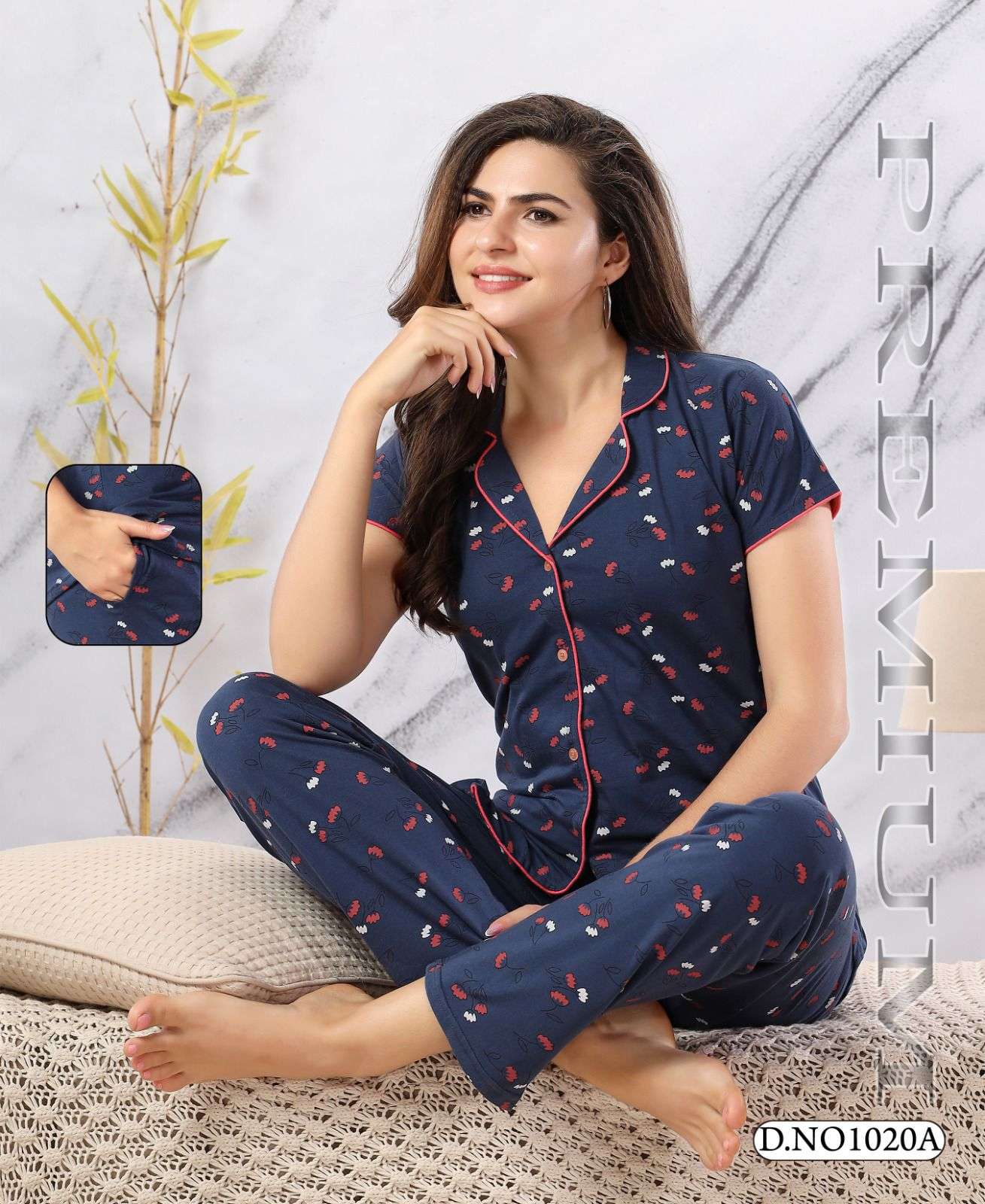 SUMMER SPECIAL 1020 BY ASLIWHOLESALE HOSIERY COTTON PRINTED NIGHT DRESSES