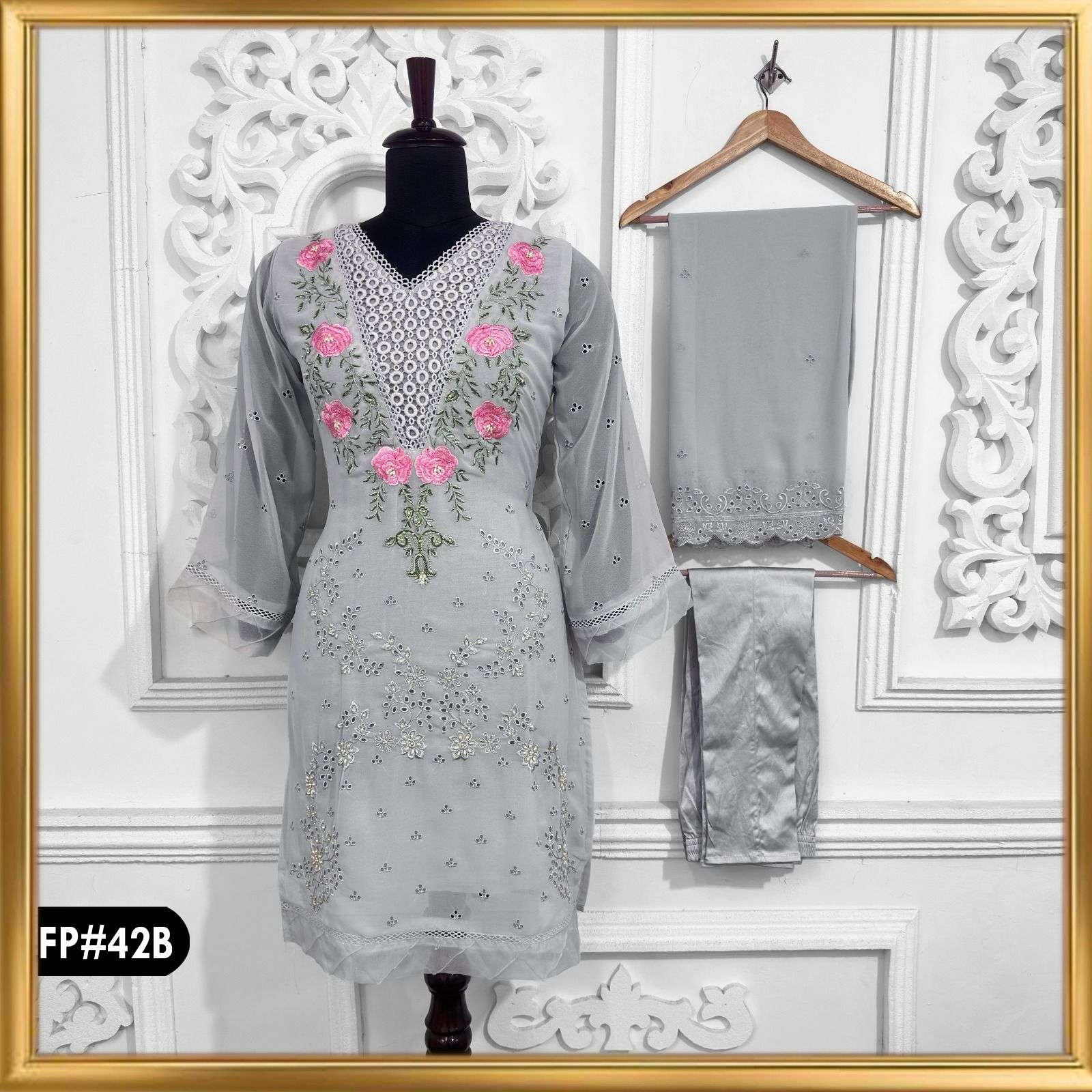 FARWAH-42 BY ASLIWHOLESALE PURE GEORGETTE EMBROIDERY PAKISTANI DRESSES