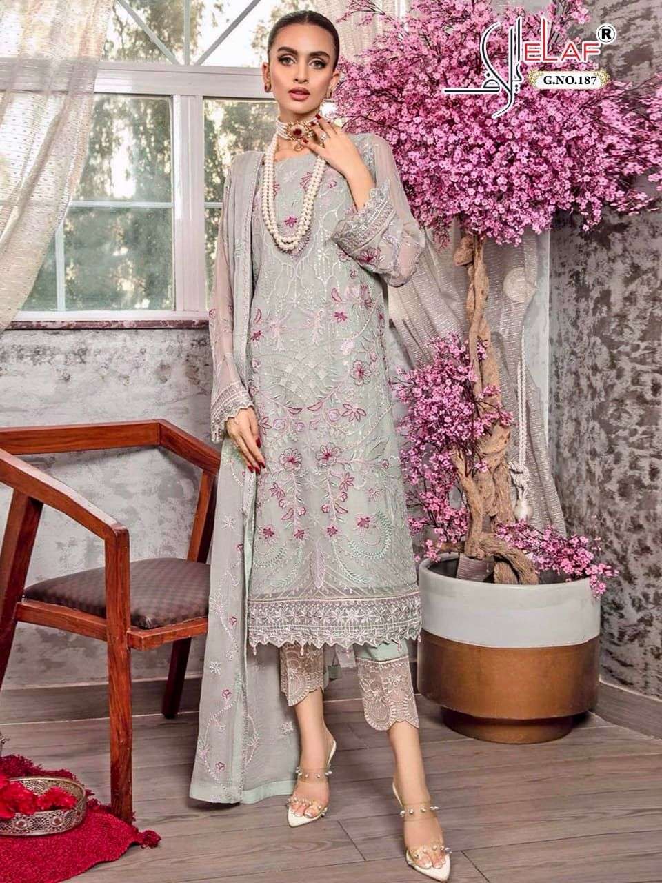 G-187 HIT DESIGN BY ELAF DESIGNER FAUX GEORGETTE WORK PAKISTANI DRESS