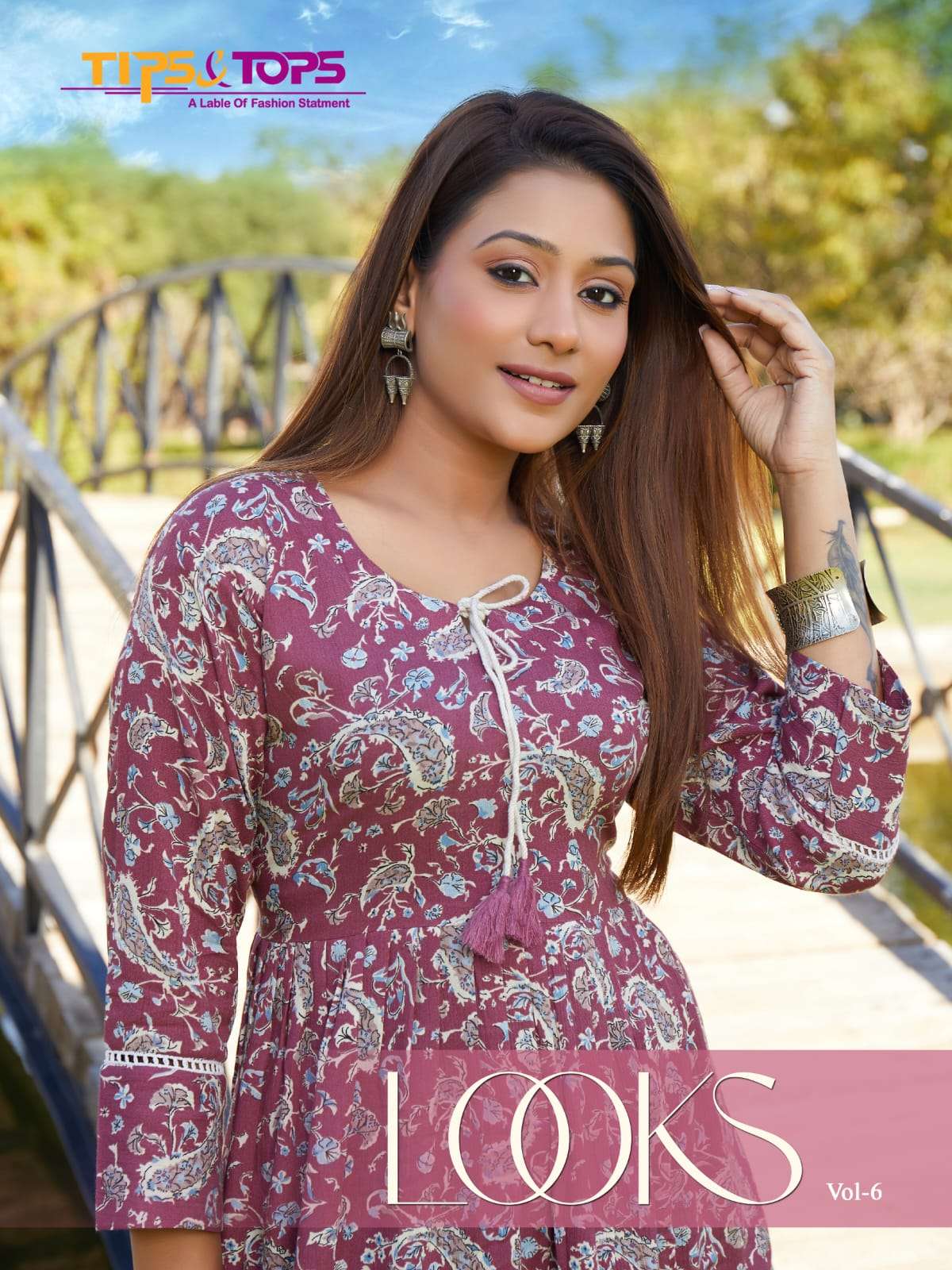 LOOKS VOL-6 BY TIPS & TOPS 101 TO 106 SERIES RAYON FANCY CASUAL TUNIC