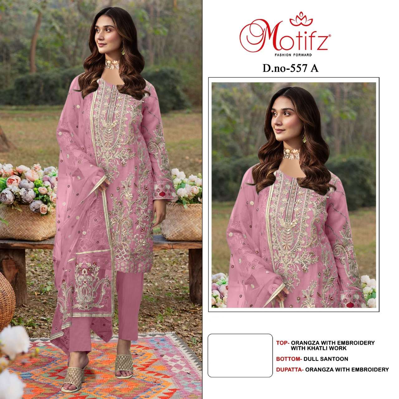 MOTIFZ 557 COLOURS BY MOTIFZ DESIGNER ORGANZA EMBROIDERY PAKISTANI DRESSES