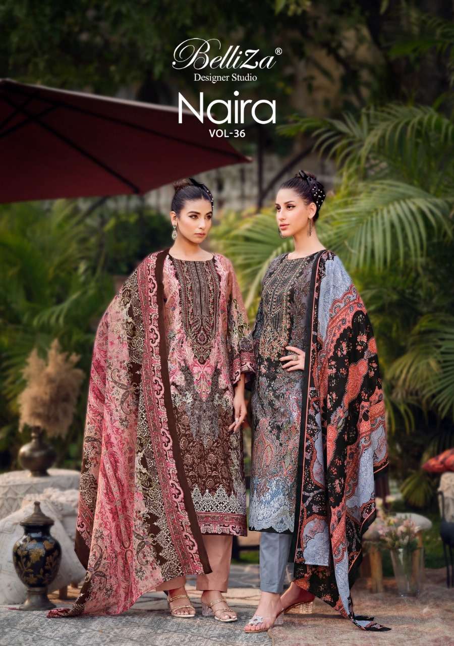 NAIRA VOL-36 BY BELLIZA 882-001 TO 882-008 SERIES COTTON EMBROIDERY DRESSES