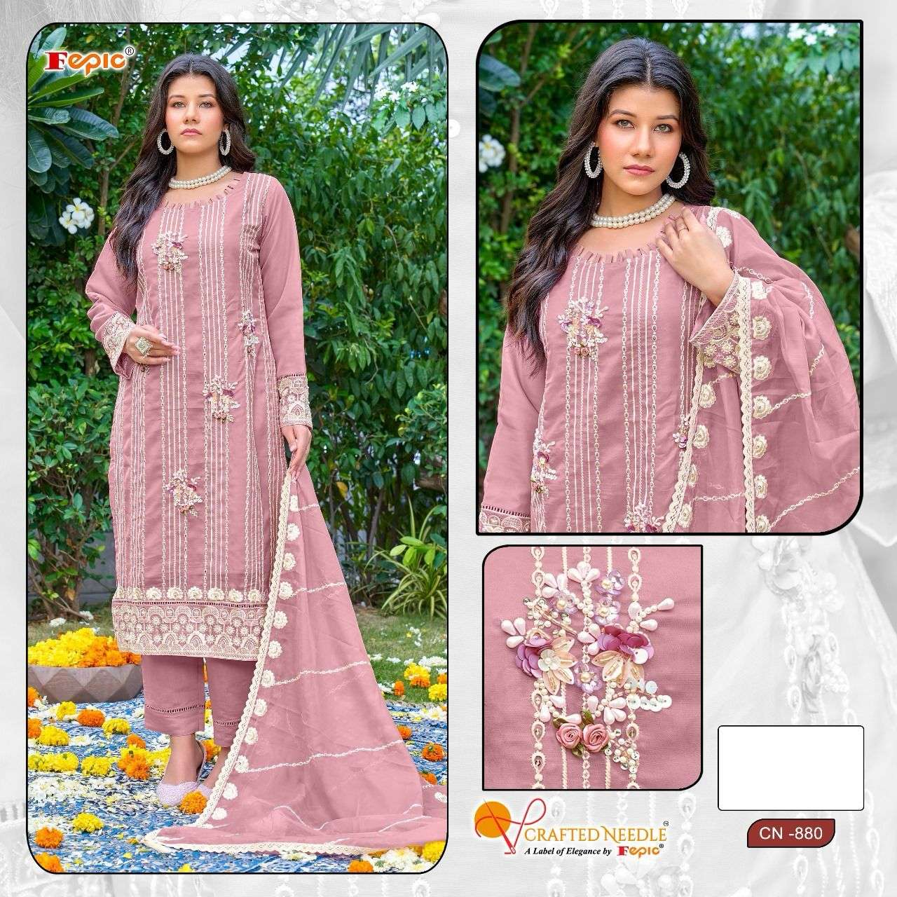 ROSEMEEN CN-880 COLOURS BY FEPIC DESIGNER ORGANZA EMBROIDERY DRESSES