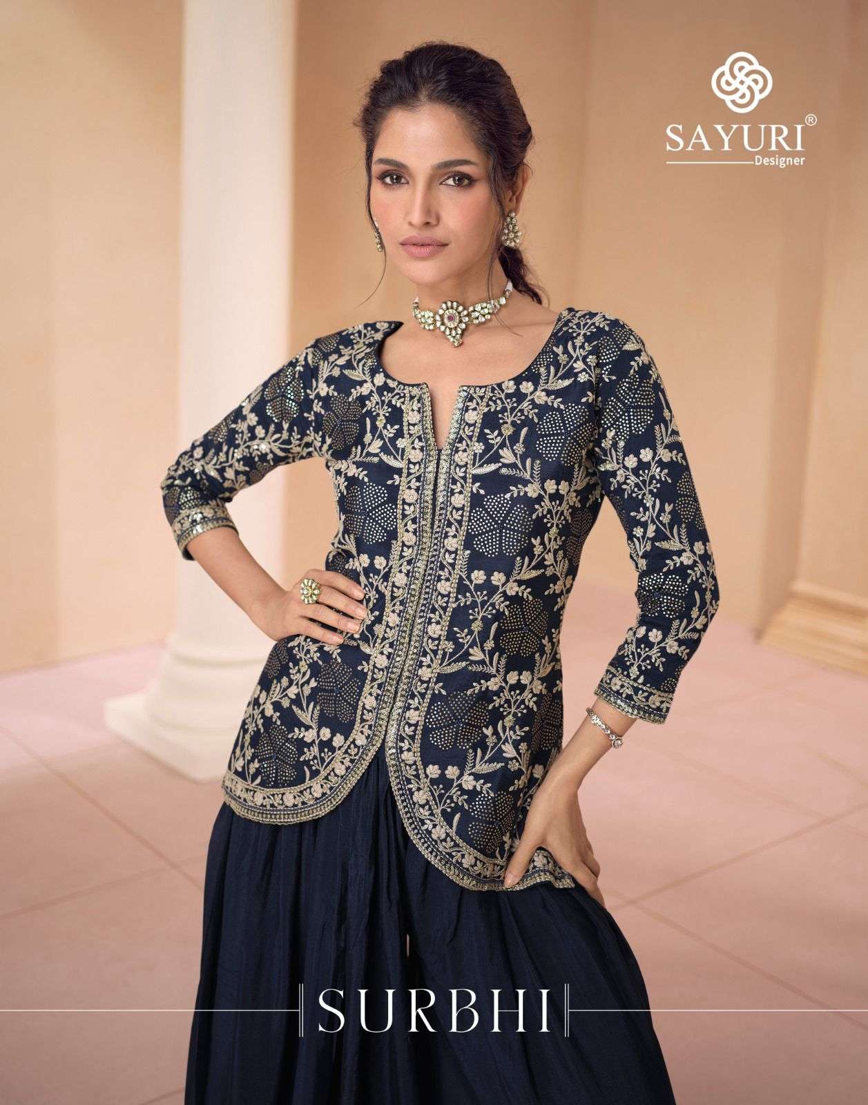 SURBHI BY SAYURI 5447 TO 5449 SERIES HEAVY REAL GEROGETTE AND CHINON SILK GOWNS