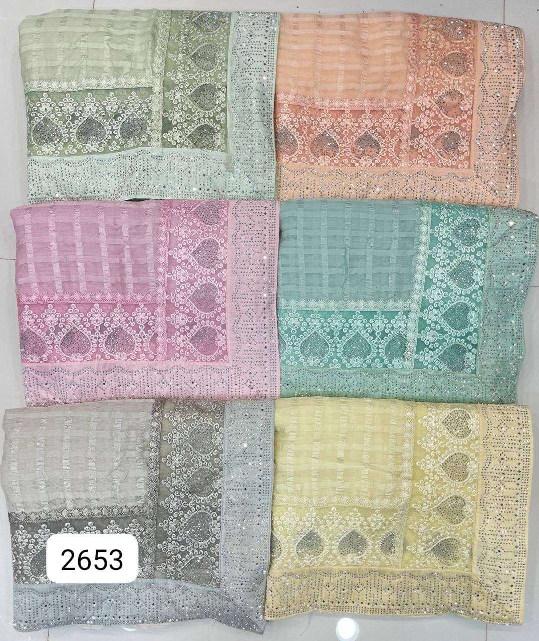 2653 COLOUR BY ASLIWHOLESALE DESIGNER PURE FANCY EMBROIDERY SAREES