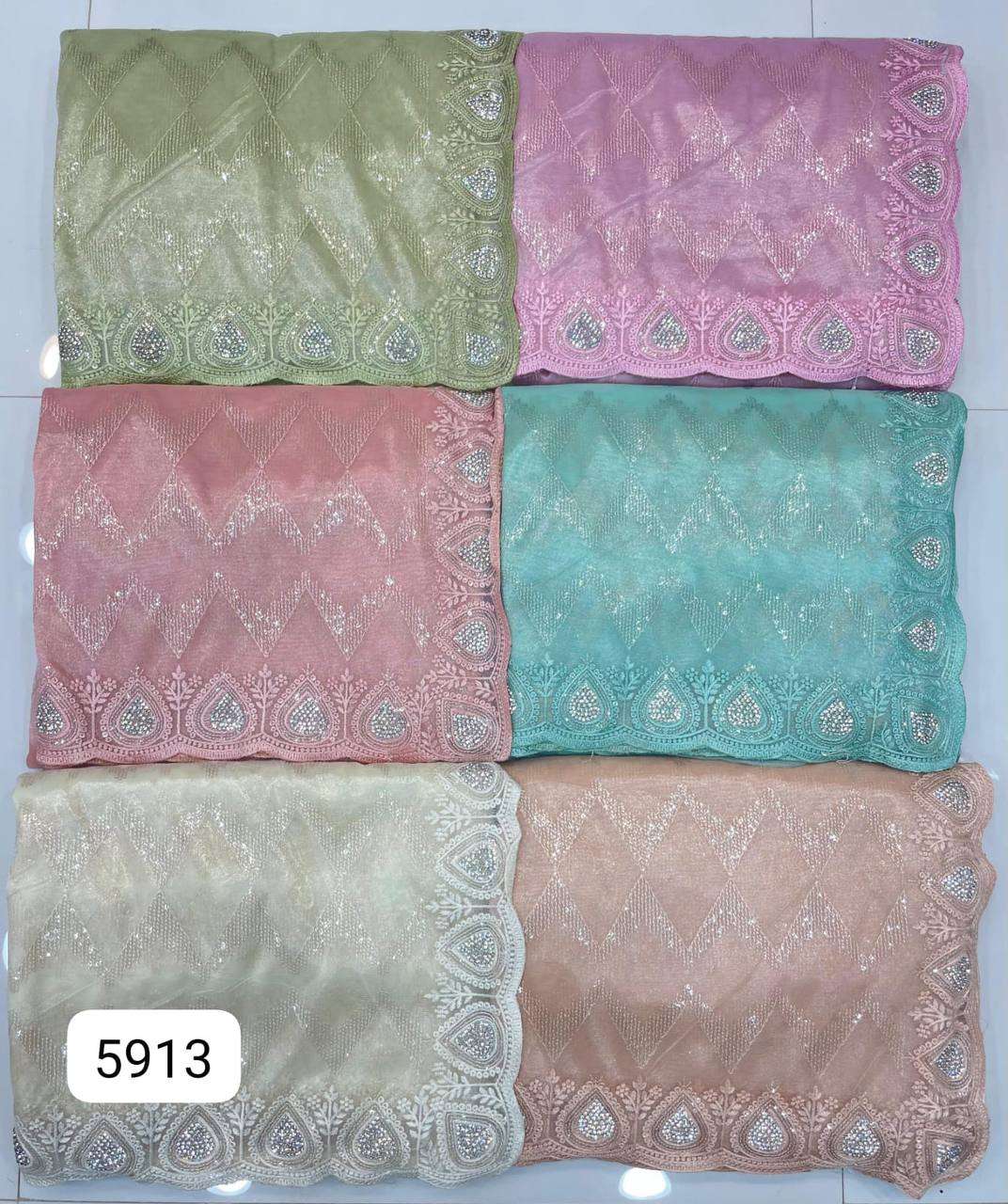 5913 COLOUR BY ASLIWHOLESALE DESIGNER PURE FANCY NET EMBROIDERY SAREES