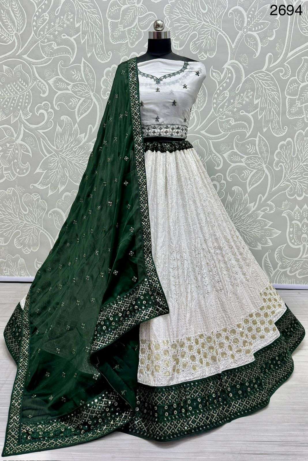 A-2694 COLOUR BY ASLIWHOLESALE DESIGNER GEORGETTE EMBROIDERY LEHENGAS