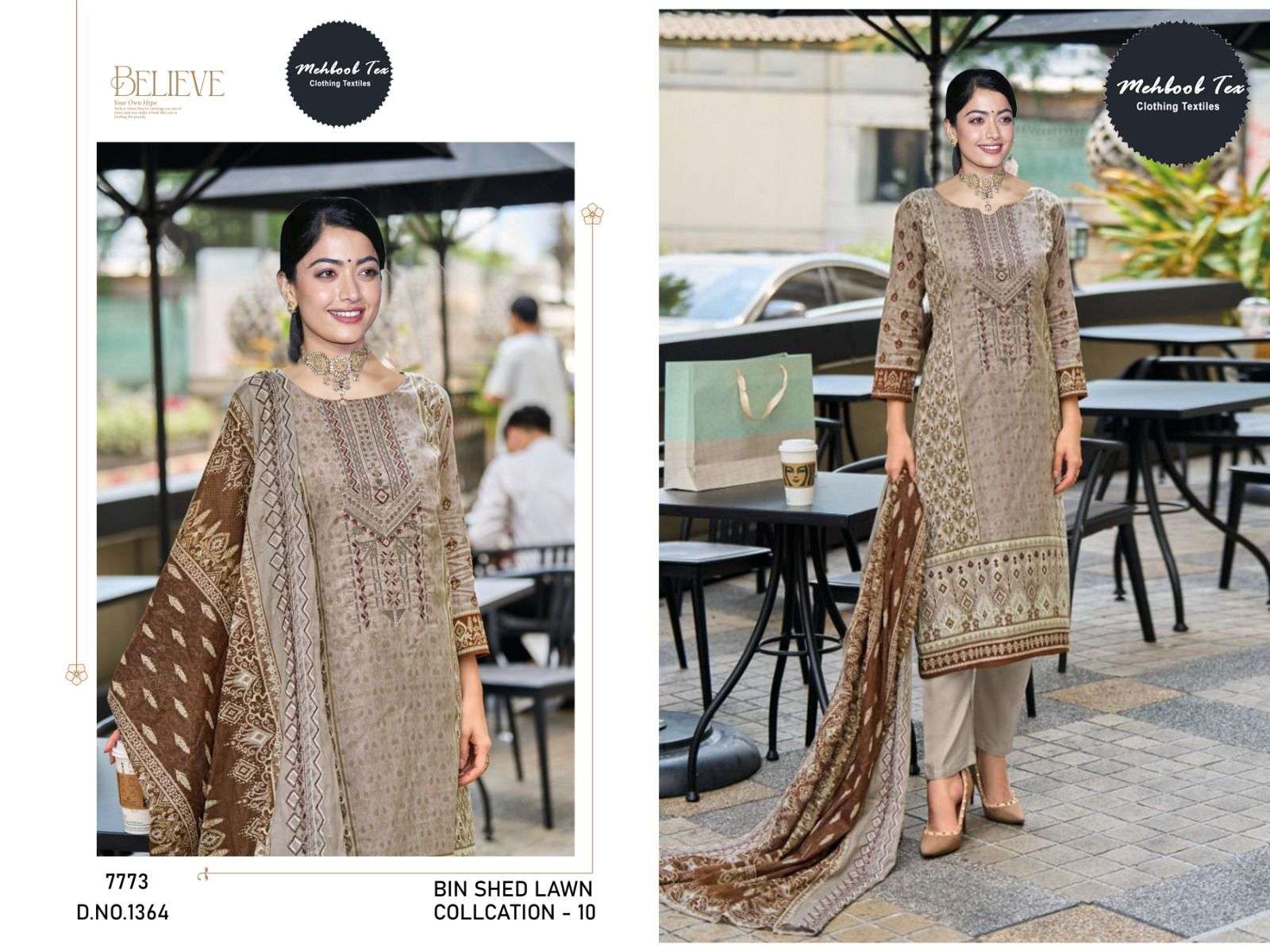 BIN SHED VOL-10 BY MEHBOOB TEX HEAVY COTTON PRINT PATCH EMBROIDERED DRESSES