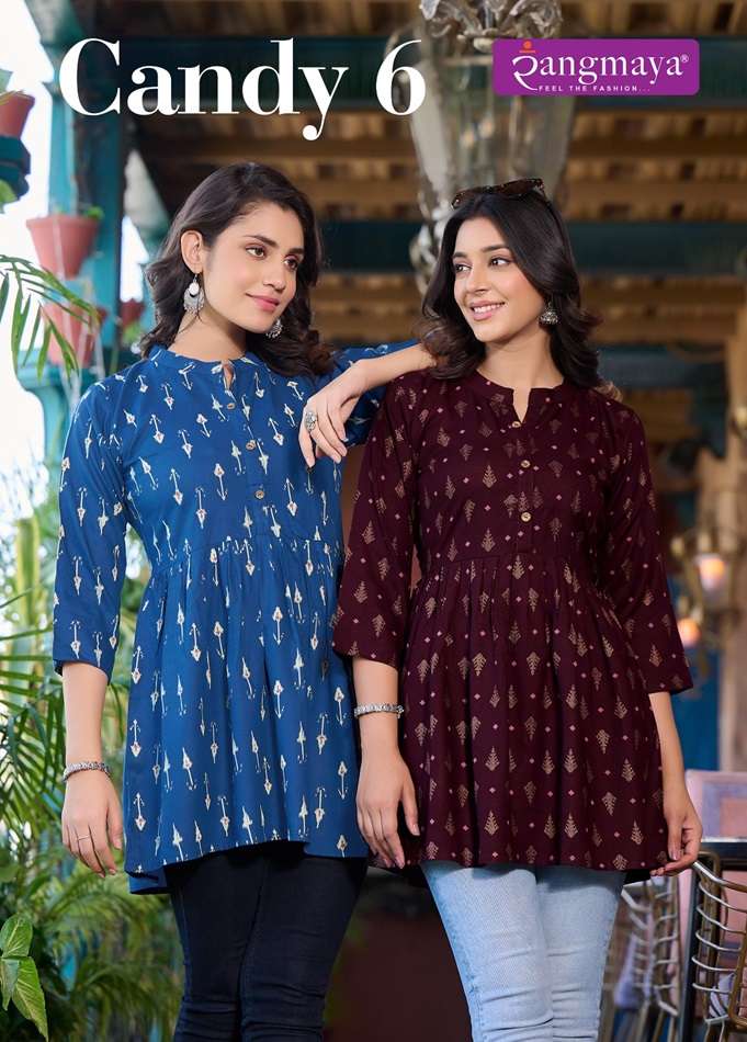 CANDY VOL-6 BY RANGMAYA 601 TO 608 SERIES FANCY CASUAL PRINTED TOPS
