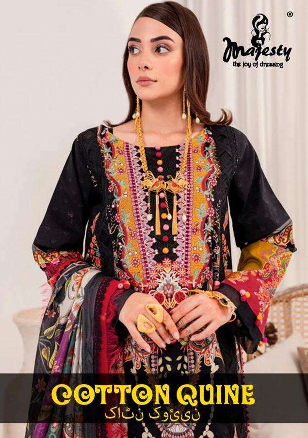 COTTON QUINE BY MAJESTY 1001 TO 1008 SERIES COTTON PAKISTANI DRESSES