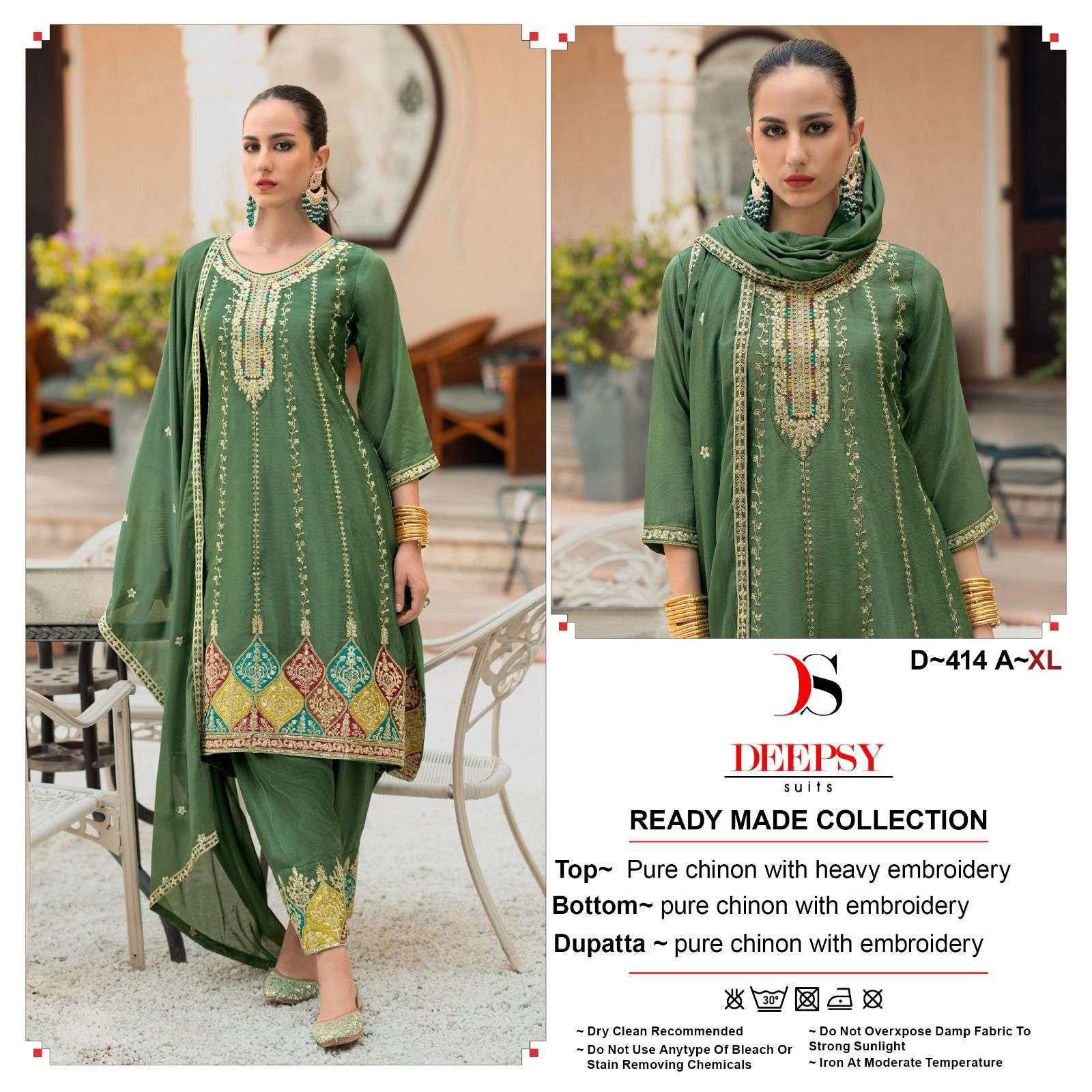 D-414 COLOURS BY DEEPSY SUITS HEAVY CHINON EMBROIDERY PAKISTANI DRESSES