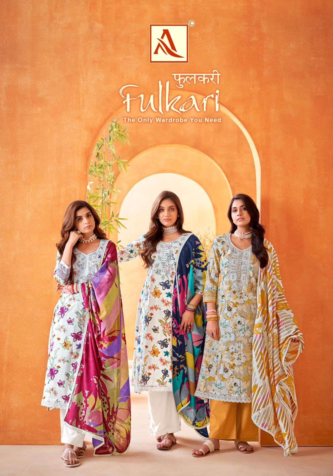 FULKARI BY ALOK SUIT 1523-001 TO 1523-008 SERIES CAMBRIC COTTON PRINTED DRESSES