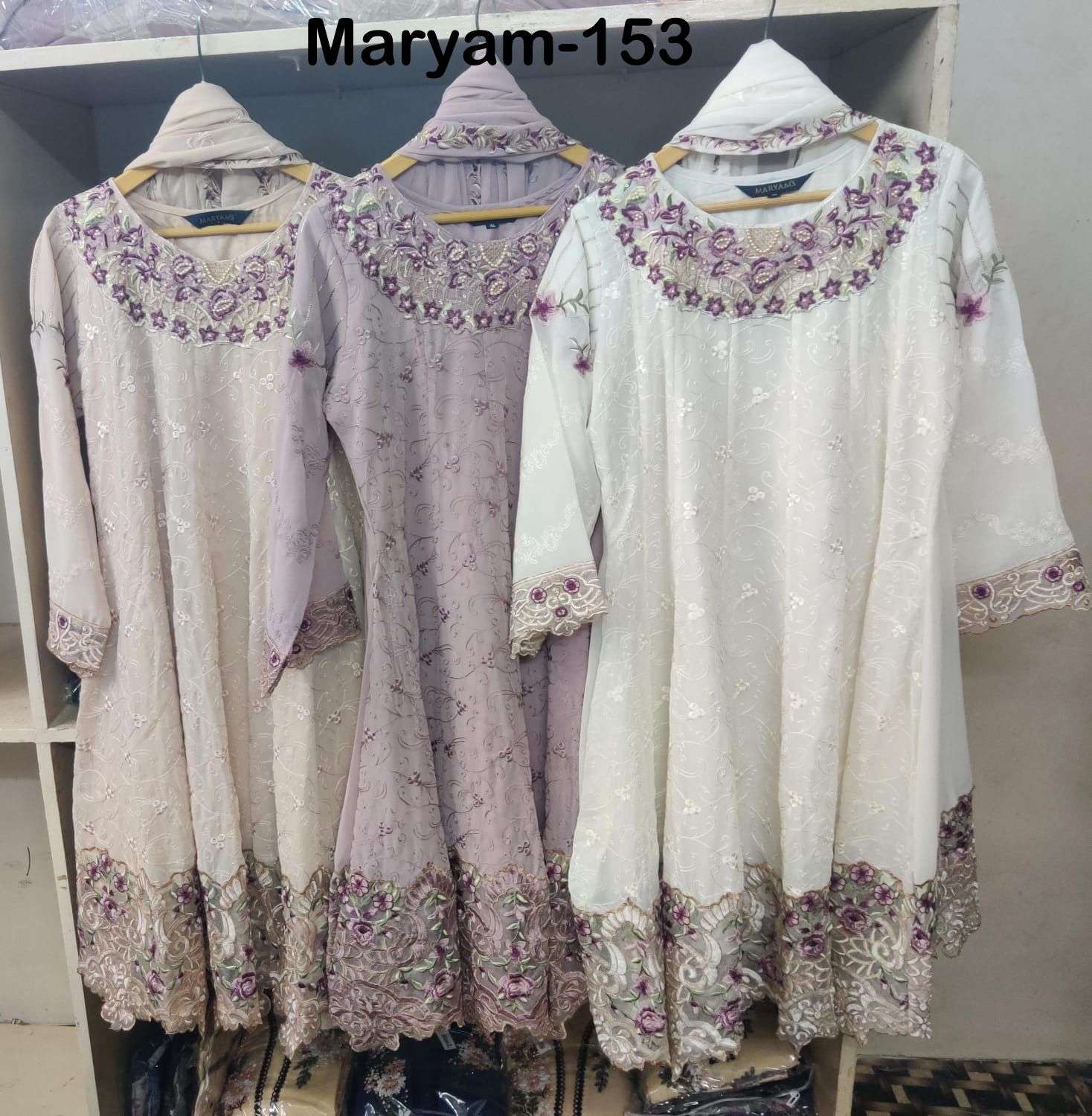 MARYAM 153 COLOURS BY ASLIWHOLESALE HEAVY FAUX GEORGETTE WORK DRESSES