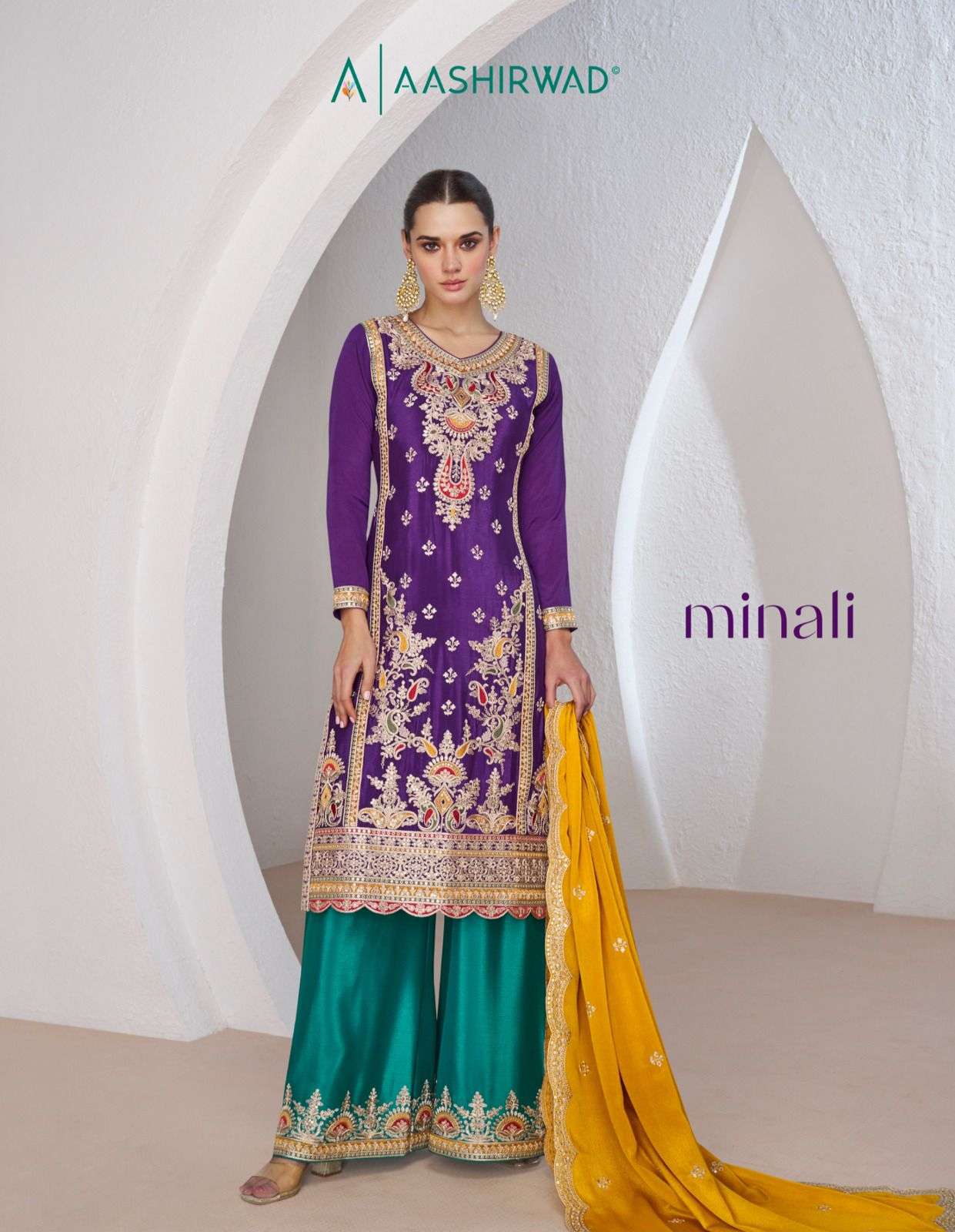 MINALI BY AASHIRWAD CREATION 9984 TO 9985 SERIES DESIGNER CHINON SILK DRESSES
