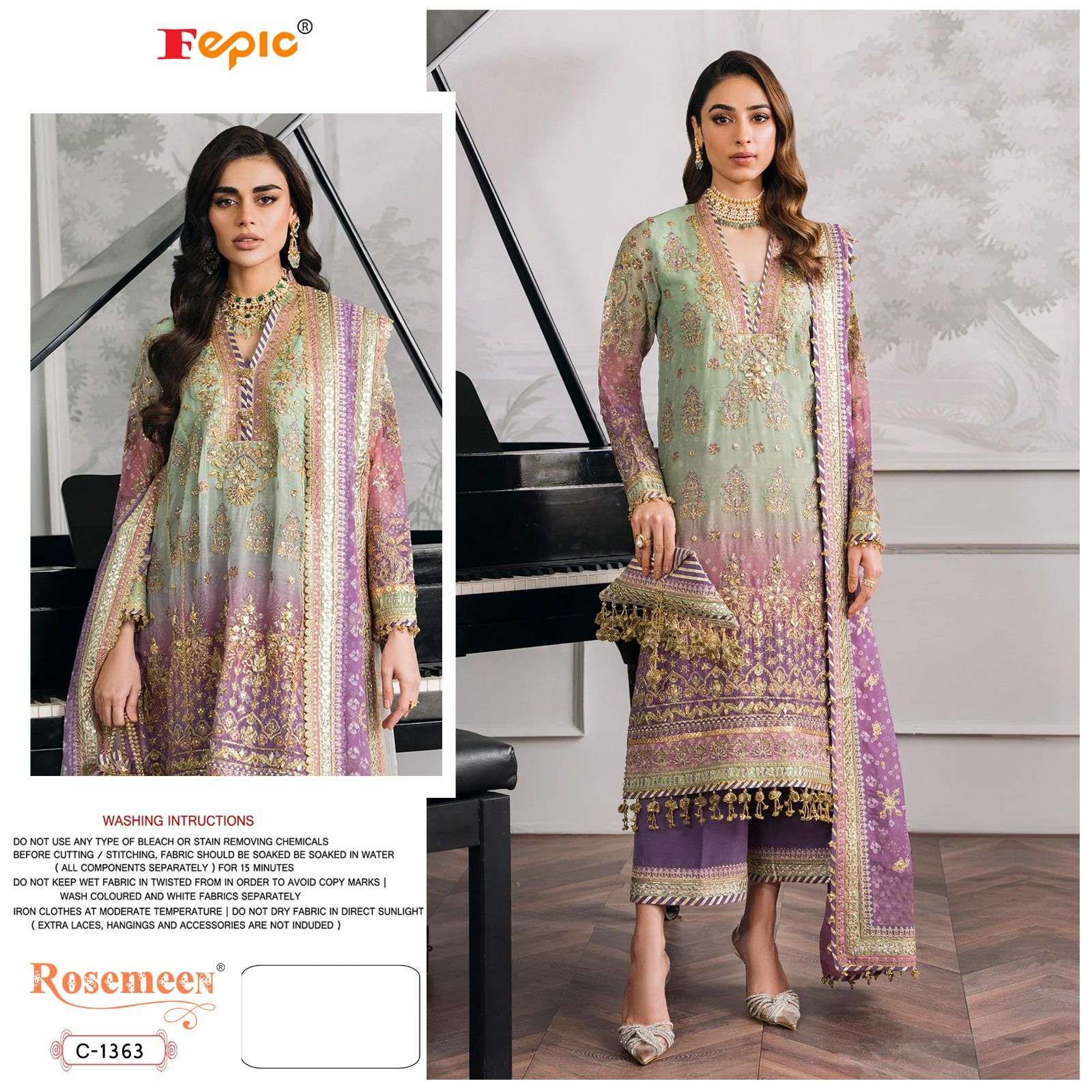 ROSEMEEN C-1363 BY FEPIC DESIGNER GEORGETTE EMBROIDERY DRESSES