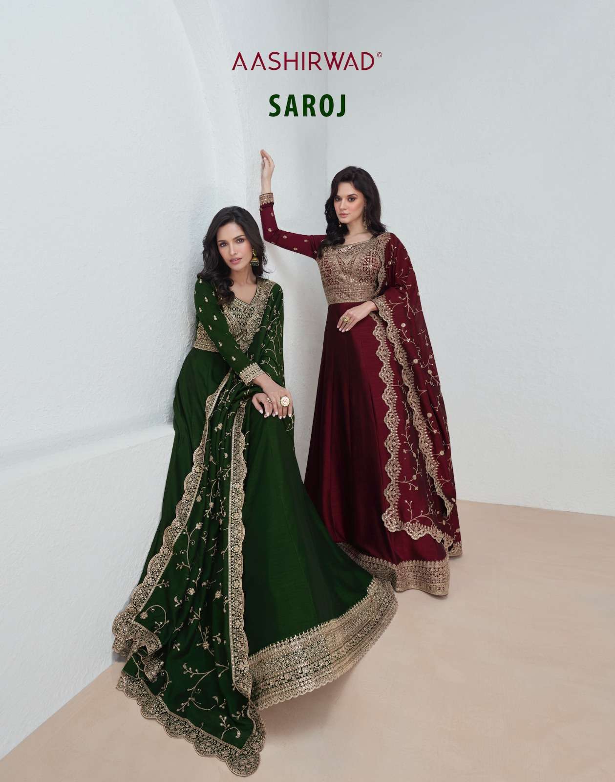SAROJ BY AASHIRWAD CREATION 9943 TO 9947 SERIES PREMIUM SILK DRESSES
