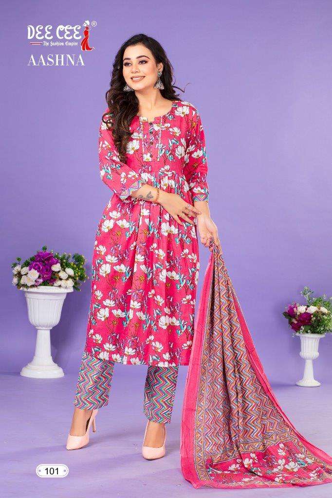AASHNA BY DEE CEE 1001 TO 1006 SERIES DESIGNER COTTON PRINT DRESSES