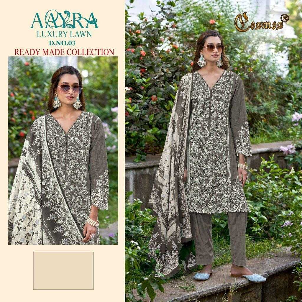 AAYRA LUXURY LAWN VOL-03 BY COSMOS LAWN COTTON EMBROIDERY PAKISTANI DRESS