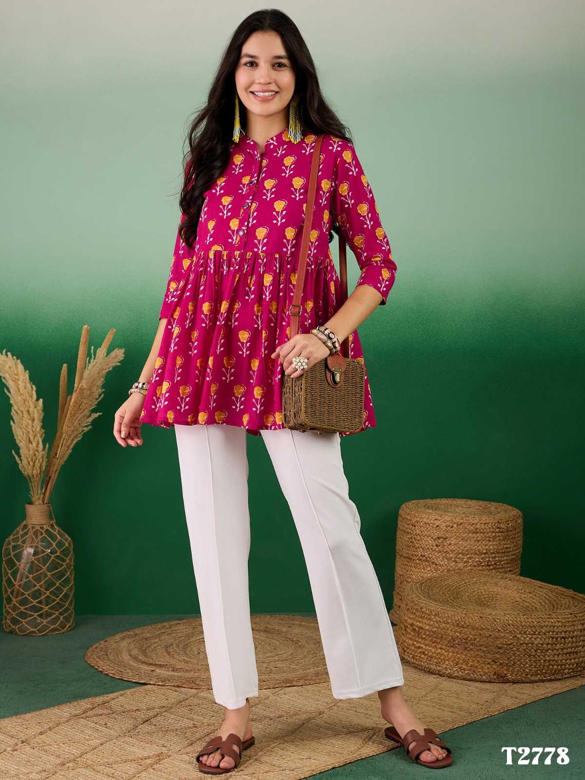 BOSKY BY ASLIWHOLESALE DESIGNER FACNY PURE COTTON CASUAL TOPS