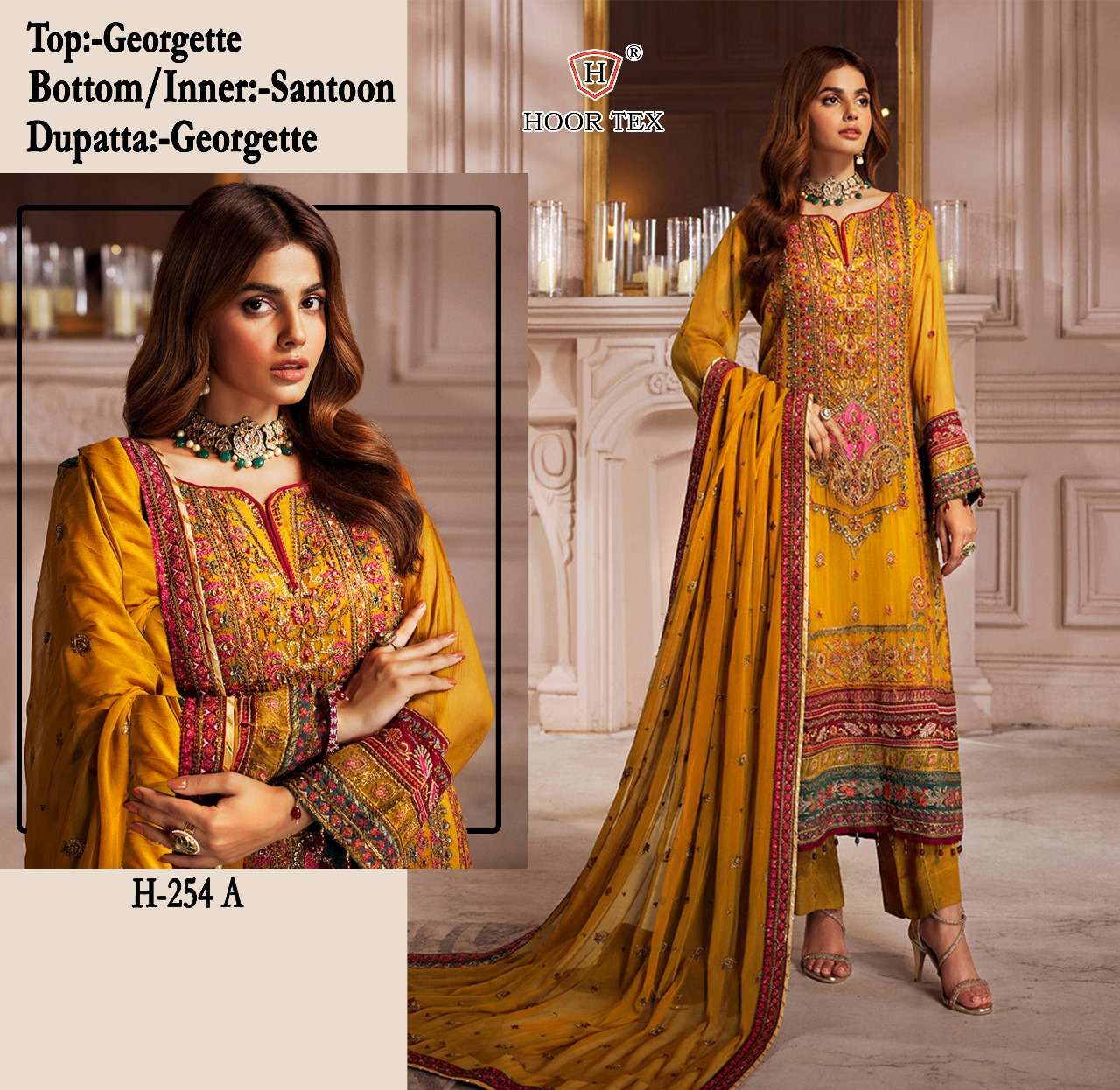 H-254 COLOURS BY HOOR TEX FAUX GEORGETTE EMBROIDERED PAKISTANI DRESSES