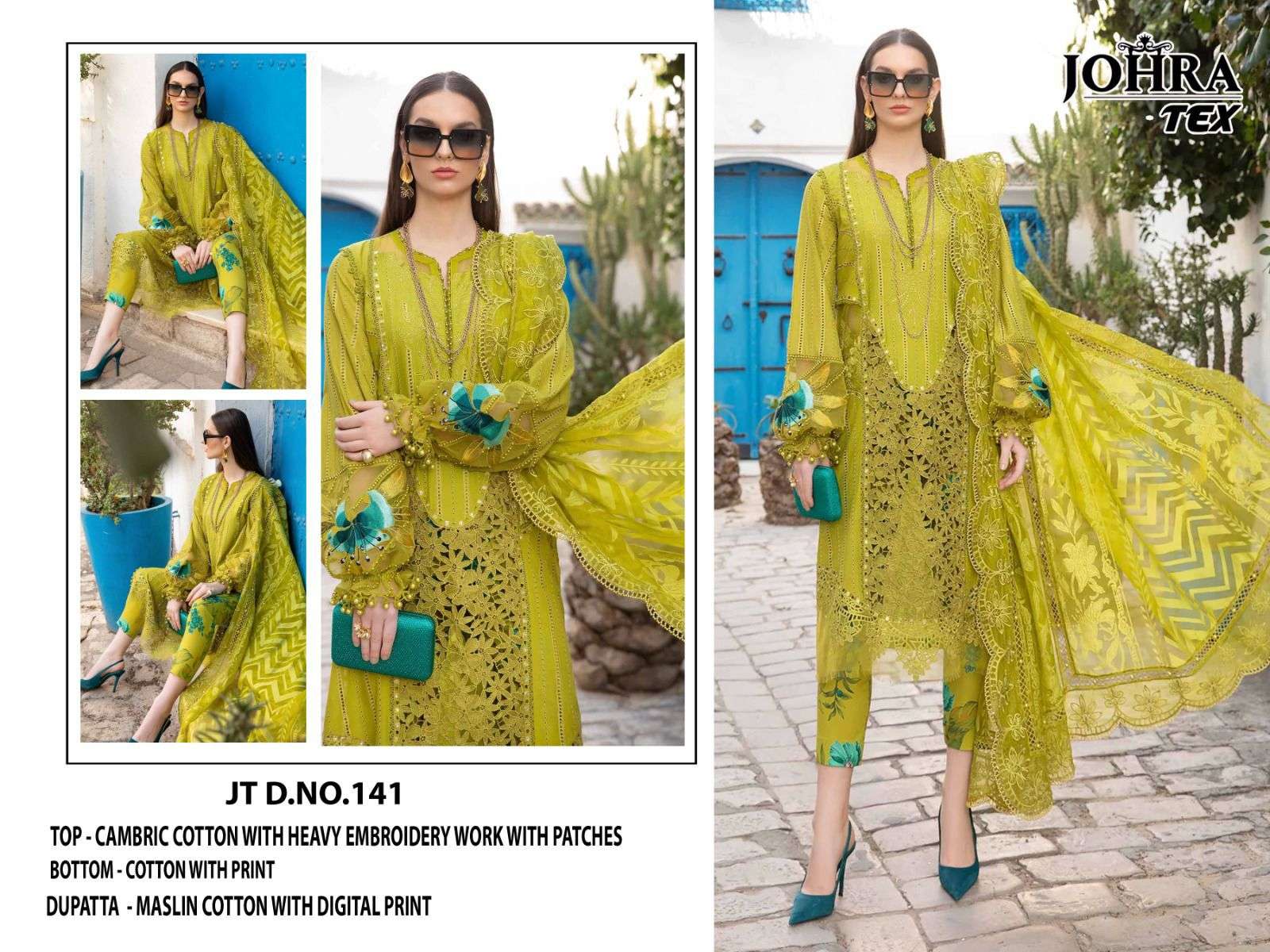 JT-141 HIT DESIGN BY JOHRA TEX DESIGNER CAMBRIC COTTON PAKISTANI DRESS