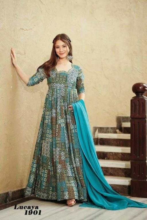 LUCAYA VOL-19 BY ASLIWHOLESALE DESIGNER FANCY PRINTED RAYON GOWNS