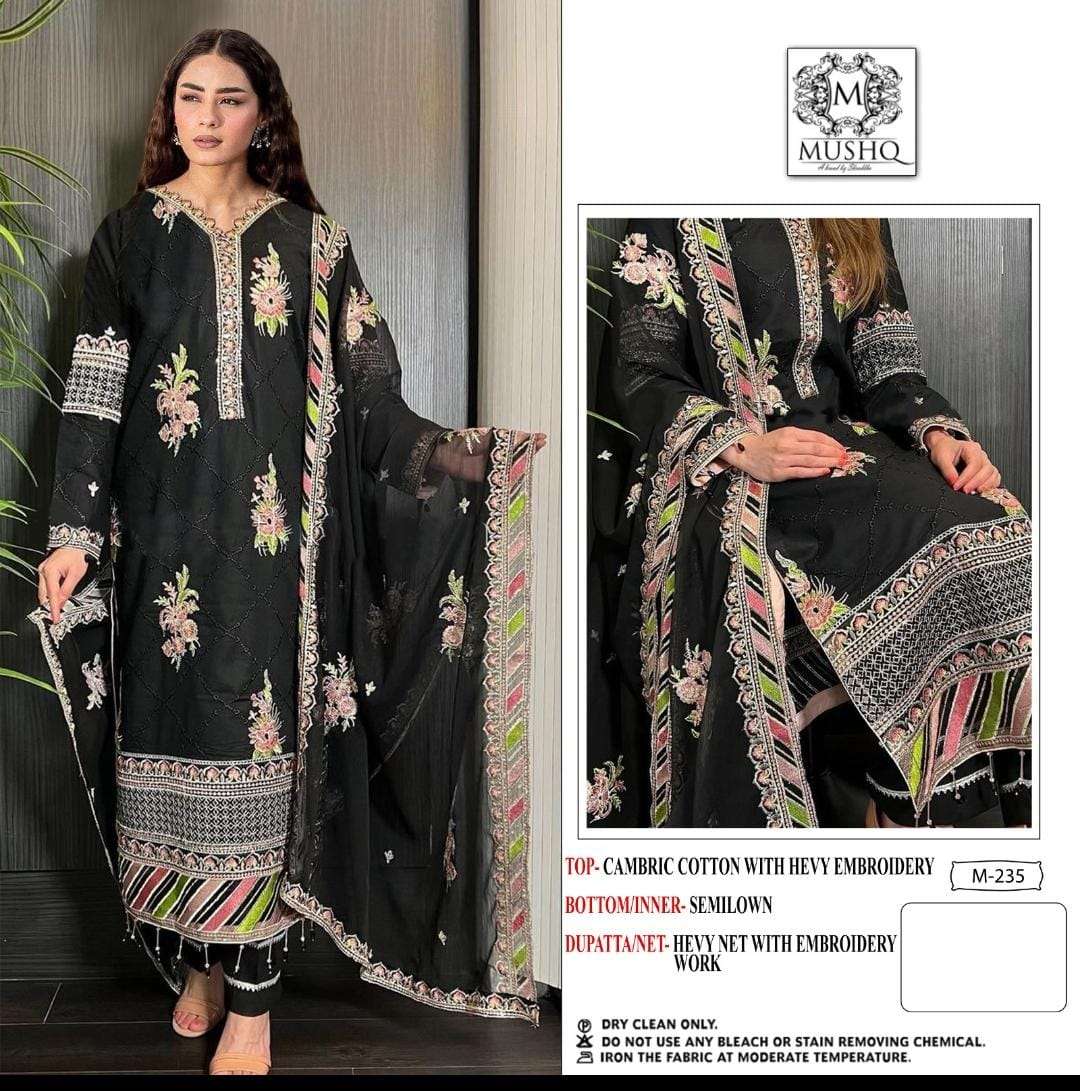 M-235 COLOURS BY MUSHQ HEAVY EMBROIDERED COTTON PAKISTANI DRESSES