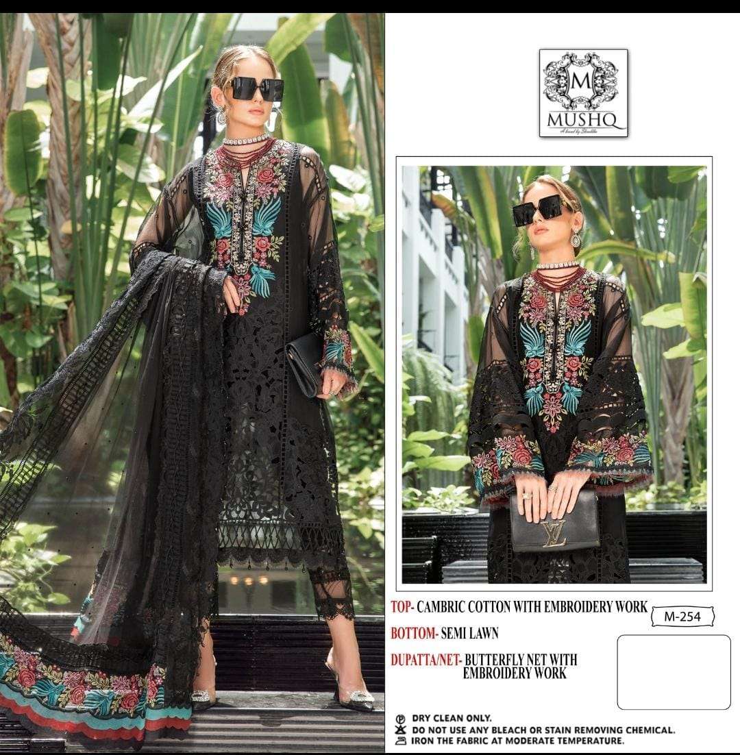 M-254 HIT DESIGN BY MUSHQ HEAVY EMBROIDERED COTTON PAKISTANI DRESSES