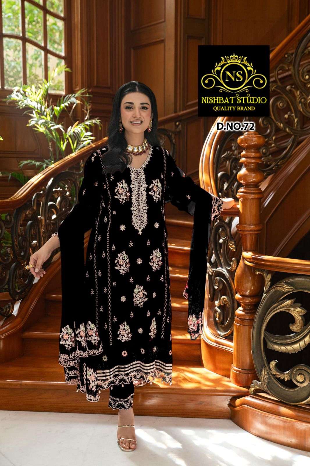 NS 72 HIT DESIGN BY NISHBAT STUDIO FANCY GEORGETTE EMBROIDERY PAKISTANI DRESSES