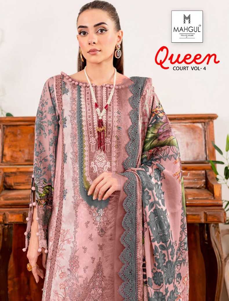 QUEEN COURT VOL-04 BY SHRADDHA NX 1001 TO 1004 SERIES LAWN PAKISTANI DRESSES