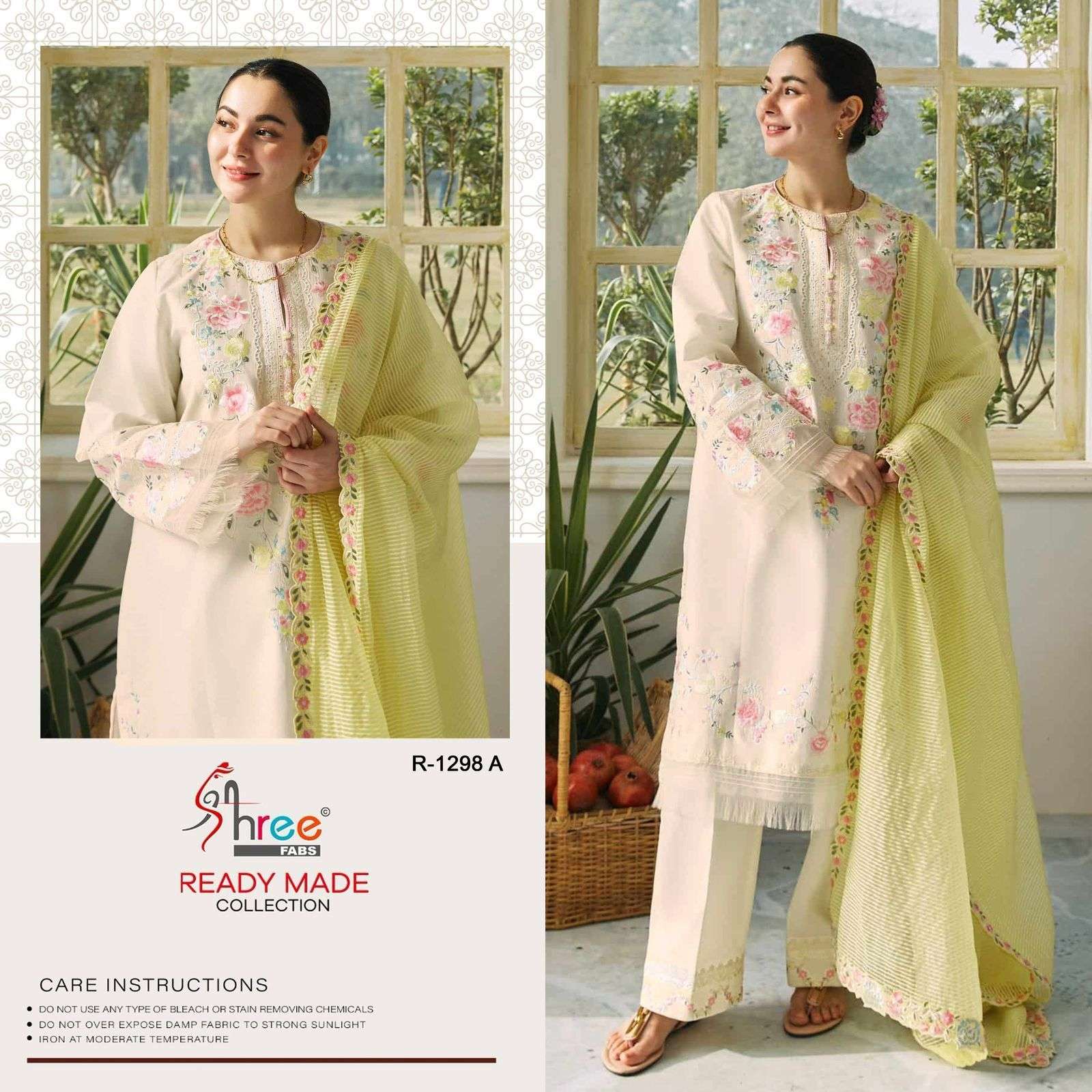 R-1298 COLOURS BY SHREE FABS HEAVY EMBROIDERED CAMBRIC COTTON PAKISTANI DRESSES