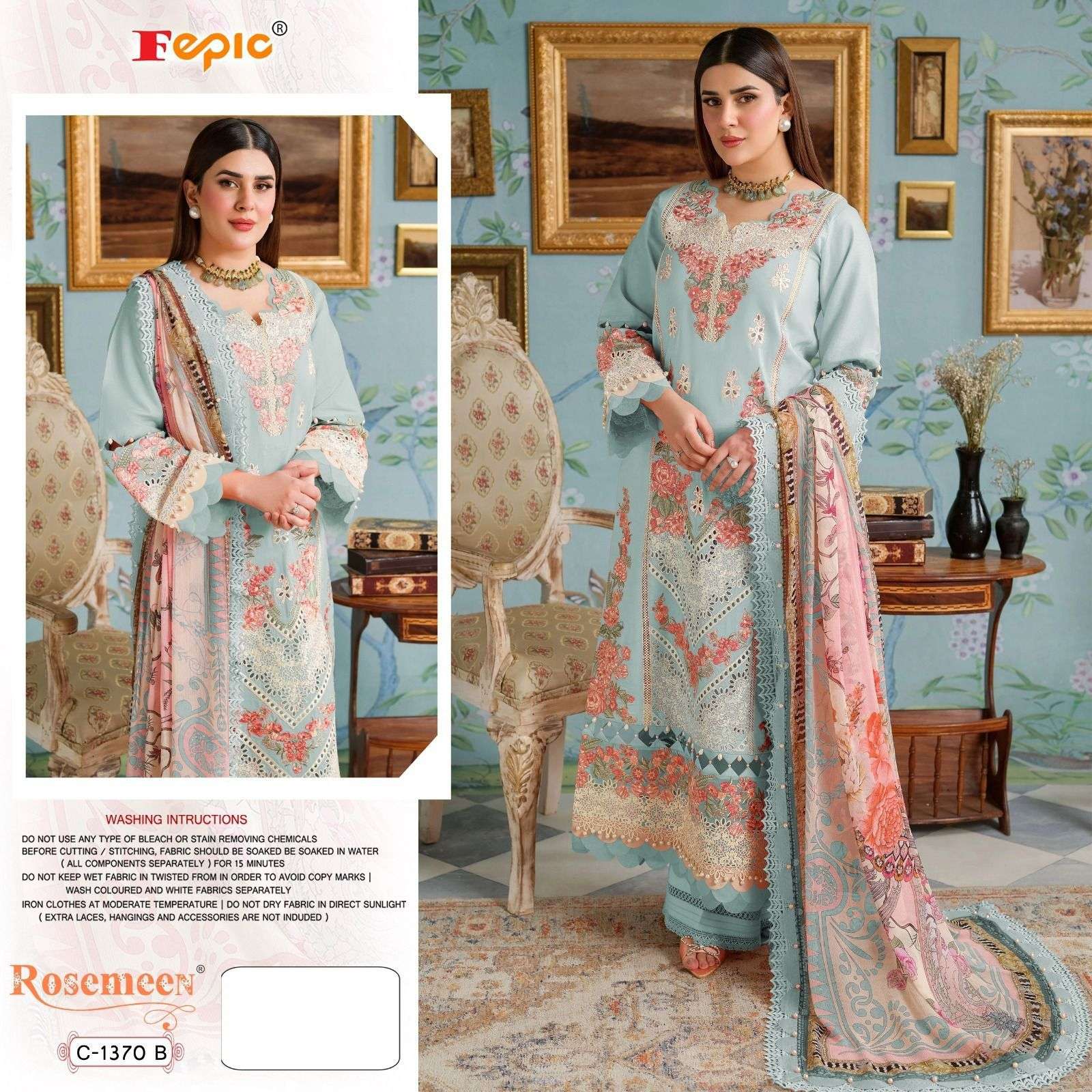 ROSEMEEN C-1370 COLOURS BY FEPIC DESIGNER COTTON EMBROIDERY DRESSES
