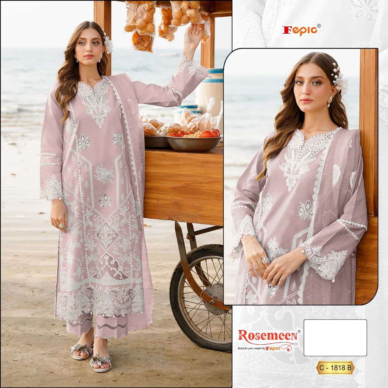 ROSEMEEN C-1818 COLOURS BY FEPIC DESIGNER COTTON EMBROIDERY DRESSES
