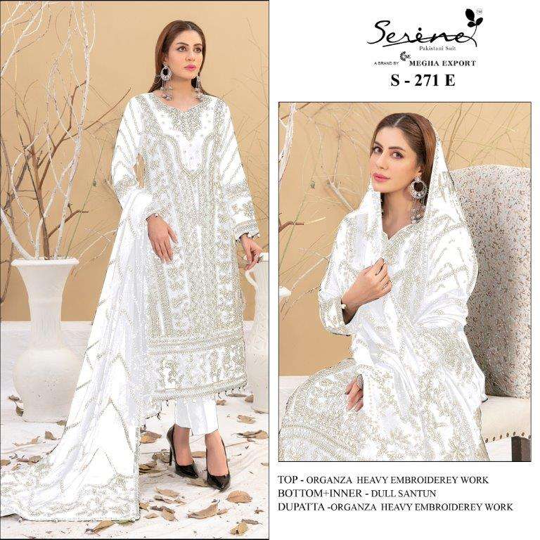 S-271 COLOURS BY SERENE 271-E TO 271-H SERIES ORGANZA EMBROIDERY PAKISTANI DRESSES