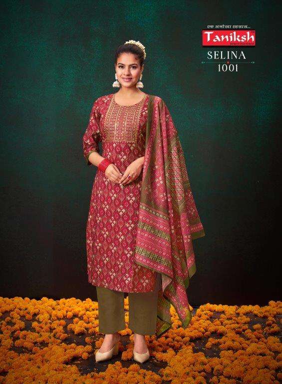 SELINA VOL-01 BY TANIKSH 1001 TO 1008 SERIES DESIGNER MUSLIN STITCHED DRESSES