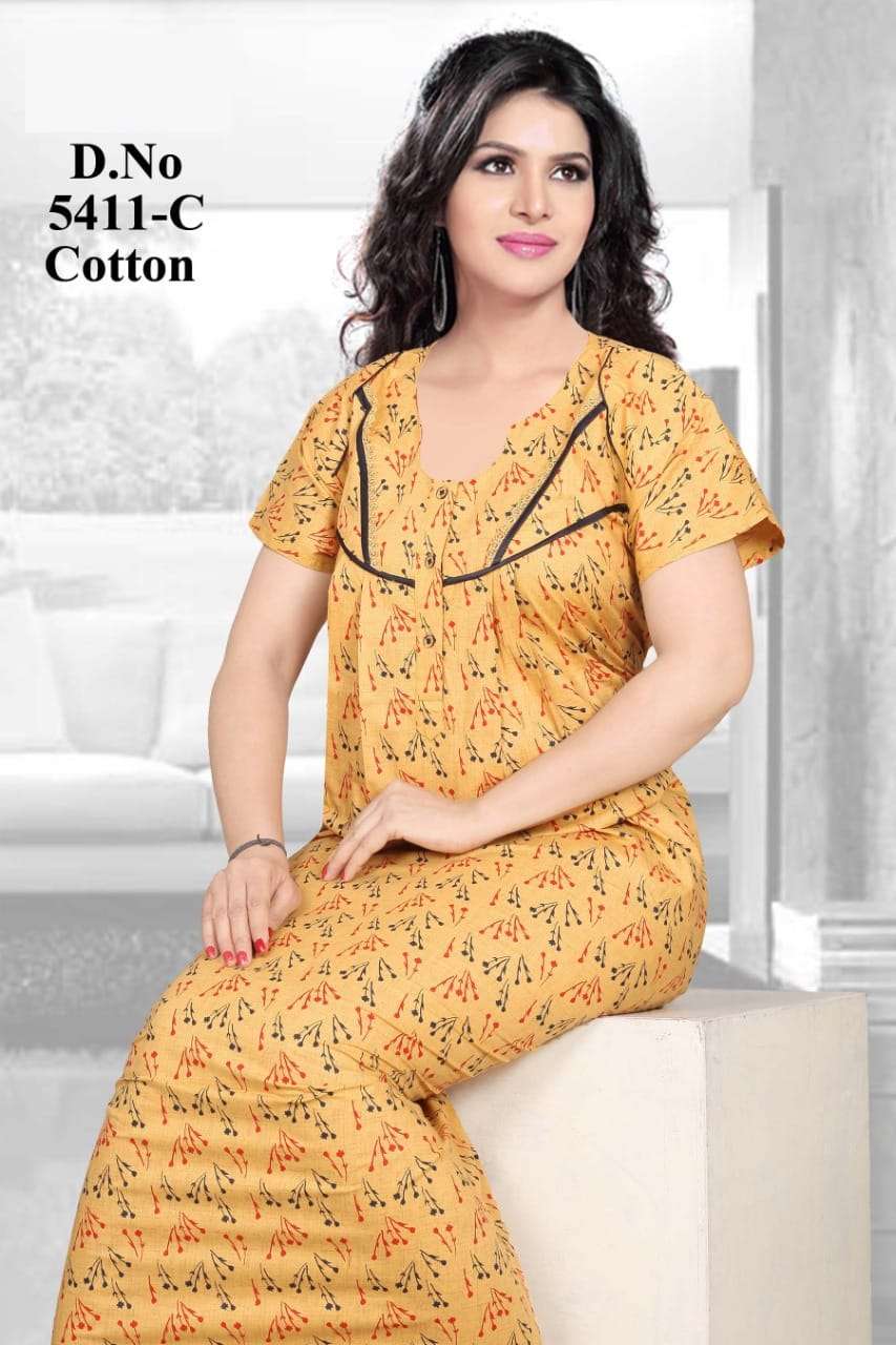 Cotton Nighty Printed XL With Zip, Packet Pure Cotton – Gowri Shop