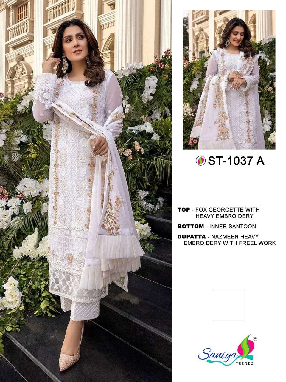 1037 A COLORS BY SANIYA TRENDZ 1037 A TO 1037 B SERIES DESIGNER FAUX GEORGETTE DRESSES