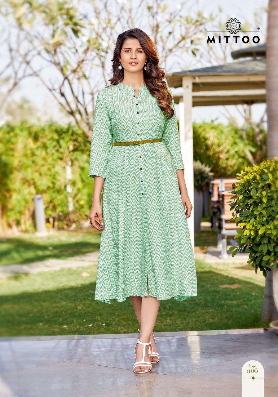 Tunic Style kurti Full Flair With center Belt at Rs.850/Piece in surat  offer by avira couture