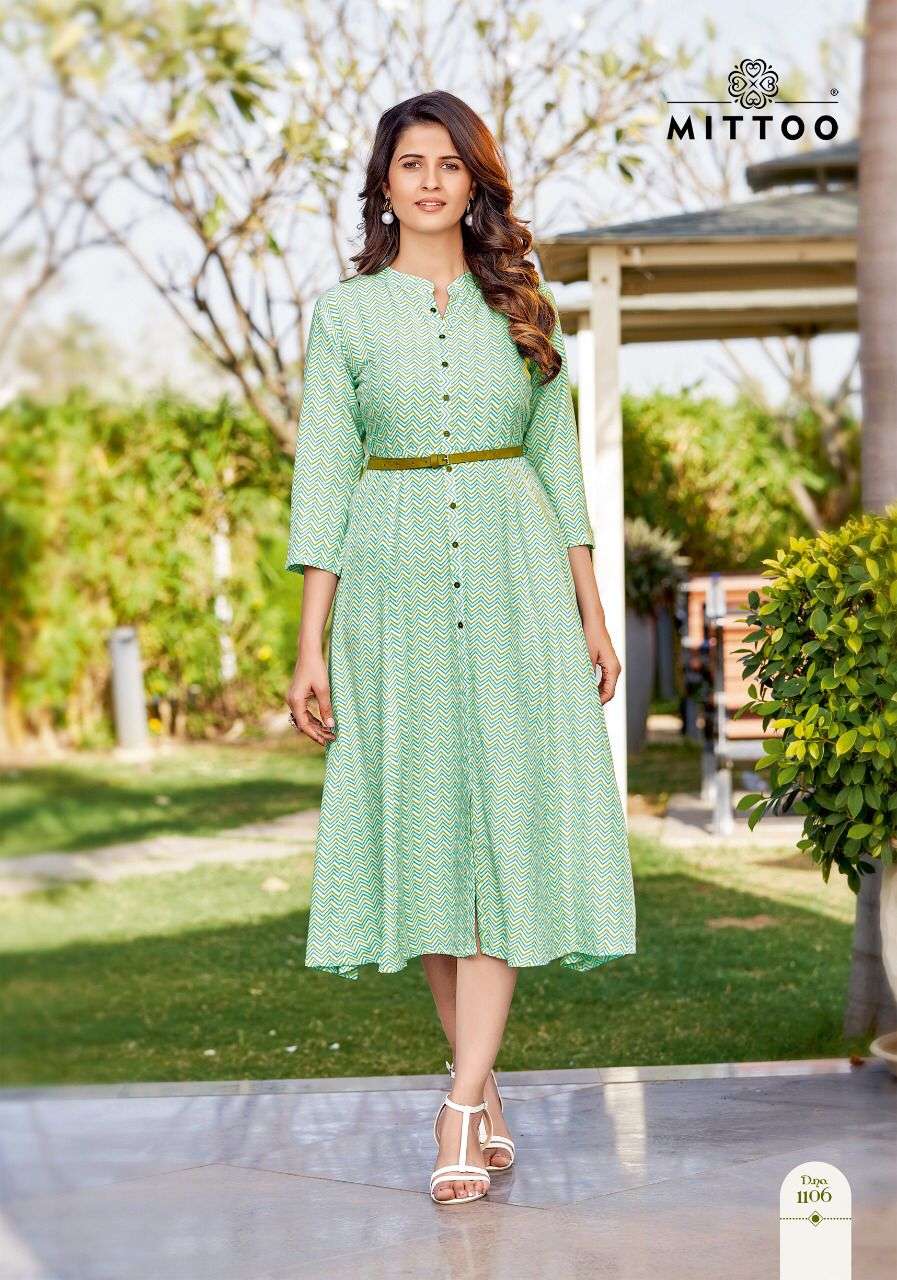 BELT VOL 8 BY MITTOO 1106 TO 1111 SERIES RAYON PRINTED KURTIS