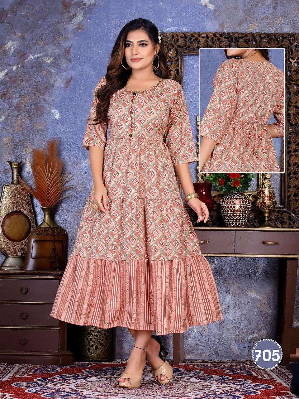 FLORA BY SAADGI 701 TO 706 SERIES DESIGNER PRINTED KURTIS