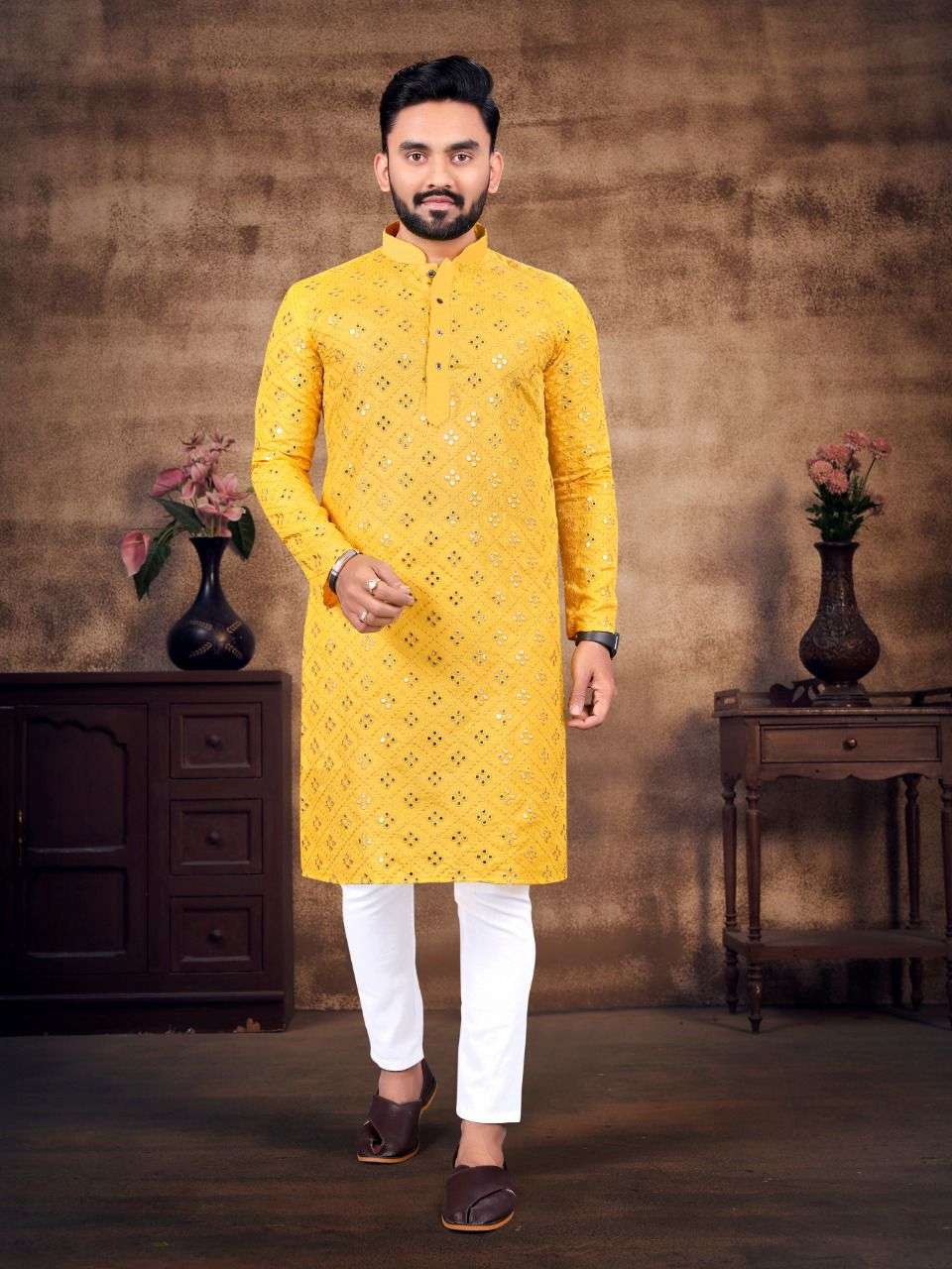 Cotton Designer Long Kurta Pyjama, Size: 38-44 at Rs 2400/piece in Surat |  ID: 18984205130