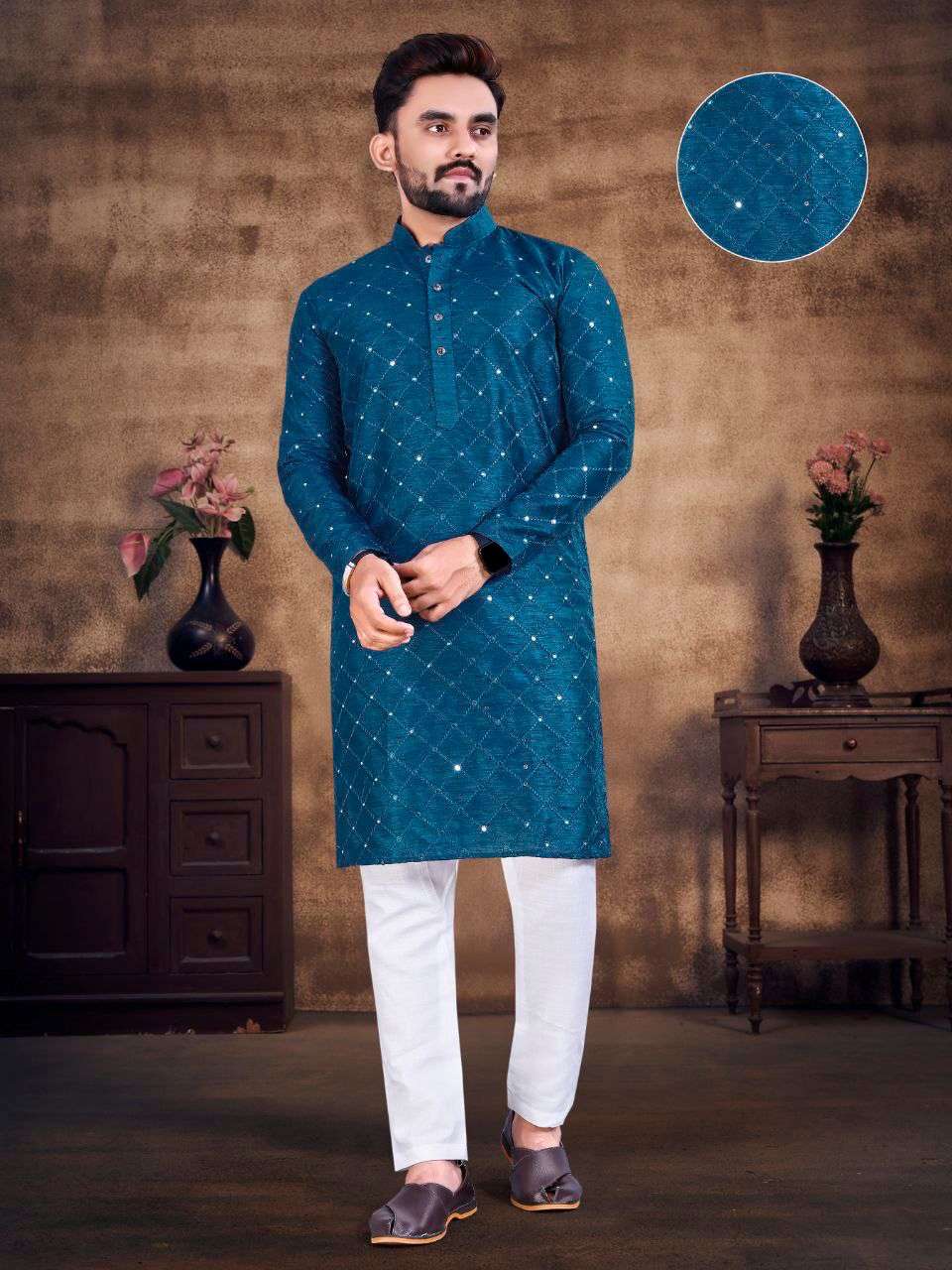 DESI BOY BY ASLIWHOLESALE STYLISH COTTON MENS KURTA PAJAMA